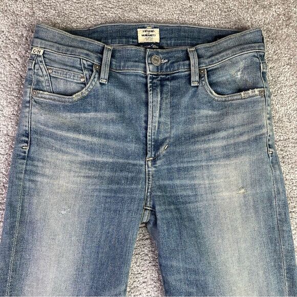Citizens of Humanity Rocket Jean Women’s 27 Blue Crop Skinny High Rise Distress - Picture 2 of 12